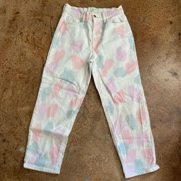 UNIVERSAL Thread‎ Women's Size 0 High Rise Vintage Straight White tie dye Jeans - Picture 1 of 5